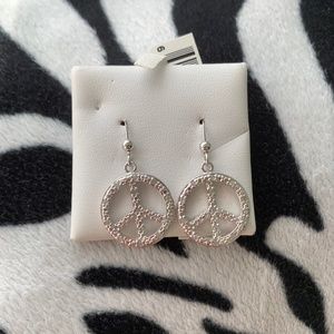 PEACE REAL GOLD HANGING EARRINGS